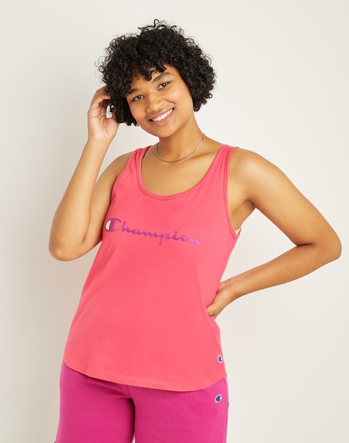 Champion Tanktop Dames - Koraal - Classic Script Logo ( 406912-VYS )